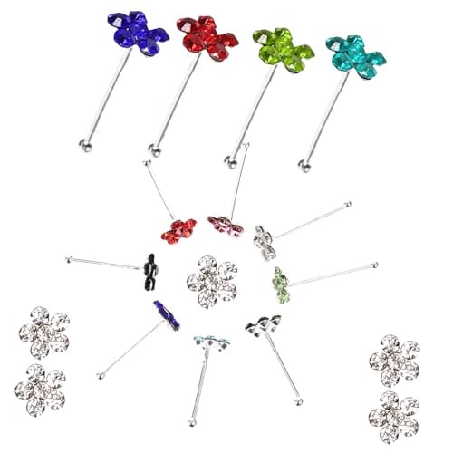 Healvian 20 Stück Teiliges Bunte Nasenpiercing Stecker Blütenform Modische Nasenringe Körper Schmuck Leicht Tragbar Stilvoll für Damen und Herren Geschenkidee von Healvian