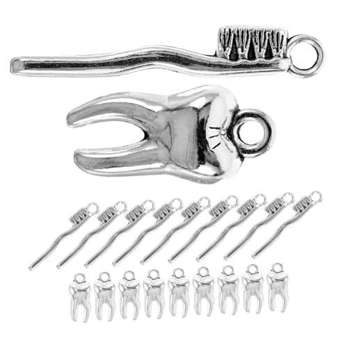 Healvian 20 Stück Teiliges Zahn und Zahnbürsten Charm Realistisch Gestaltete DIY Schmuckanhänger Kleine Anhänger für Halsketten Armbänder und Partygeschenke Detailreiche Bastelaccessoires von Healvian