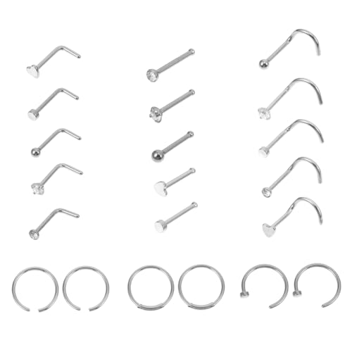 Healvian 21 Teiliges Nasenring Stilvolle Nasenringe mit Glatter Oberfläche Korrosionsbeständig und Langlebig Komfortabel zu Tragen für Damen und Herren Nasenpiercing Schmuckdekoration von Healvian