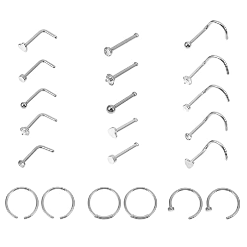 Healvian 21 Teiliges Set Nasenringen Praktische Piercing Zubehör für Damen und Herren Oberfläche Leicht und für Nasenpiercings und Schmuck Dekoration von Healvian
