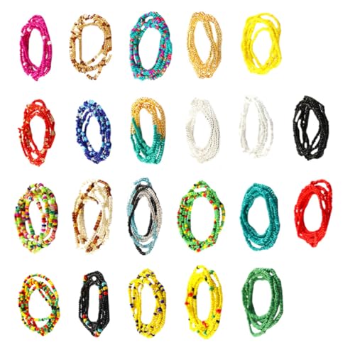 Healvian 22 Stück Mehrlagige Damen Taillenkette mit Bunten Perlen Elastische Körperkette für Party Strand und Festliche Anlässe Verstellbarer Handgefertigter Schmuck für Bauch von Healvian