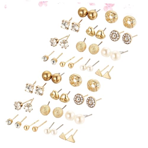 Healvian 24 Paare Teiliges Ohrstecker set Damen mit Stilvollen Perlen und Kristallen Kreatives Design Langlebige Legierung Modische Ohrringe für Alltag und Besondere Anlässe von Healvian