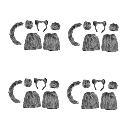 Healvian 24 Stck. Teiliges Wolf Haarreif Set Halloween Plüsch Tierohren Stirnband Weiches Cosplay Kostümzubehör für Erwachsene Vielseitig Einsetzbar für Festival Party Verkleidung von Healvian