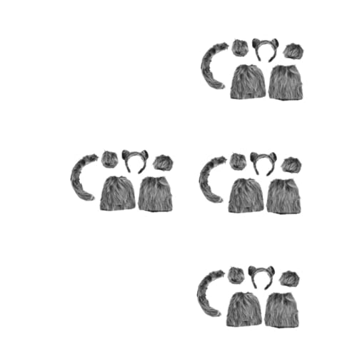 Healvian 24 Stck. Teiliges Wolfs Kostümset mit Weichem Plüsch Tierohren Haarreif Handschuhen und Beinwärmern Leichtes Bequemes Cosplay Accessoire für Halloween Festival und Themenpartys von Healvian