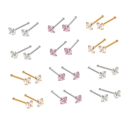 Healvian 24 Stück Teiliges Nasenpiercing Damen Gerader Nasenstecker mit Zirkonia in Weiß und Hautfreundlich Rostfrei Modischer Schmuck für Alltag und Healvian 24 Stück Teiliges Nasenpiercing Damen Gerader Nasenstecker mit Zirkonia in Weiß und Hautfreundlich Rostfrei Modischer Schmuck für Alltag und von Healvian