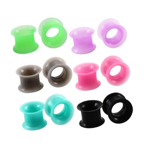 Healvian 24 Stück Teiliges Silikon Ear Tunnel Bunte Dehnstäbe Ohr Piercing Schmuck Doppelt Geflare Flesh Tunnel Angenehm Tragbar für Damen und Herren Modisch und Vielseitig für Partys und von Healvian
