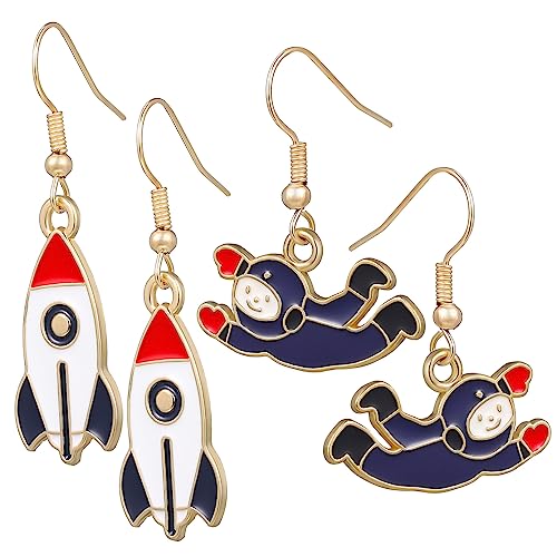Healvian 2paare Astronauten Ohrringe Raketen Anhänger Ohrhänger Für Frauen Und Mädchen Stilvolle Dangle-ohrringe Für Besondere Anlässe Healvian 2paare Astronauten Ohrringe Raketen Anhänger Ohrhänger Für Frauen Und Mädchen Stilvolle Dangle-ohrringe Für Besondere Anlässe von Healvian