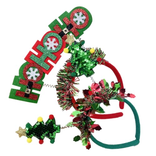 Healvian 2Pcs Weihnachtsstirnband Weihnachtsbaum weihnachtliches Haar-Accessoire rote Schleife Stirnbänder Weihnachtsaccessoires Weihnachten Weihnachtshaarband Weihnachtsdekoration Stoff von Healvian
