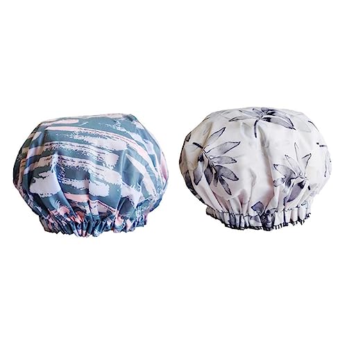 Healvian 2St Bademütze swim cap women haarwaschhaube flauschige Mützen für Damen Mützen und Hüte für Damen Hut Seide wasserdichte Kappen Duschhut Doppelschicht Duschhaube Öldampfkappe von Healvian