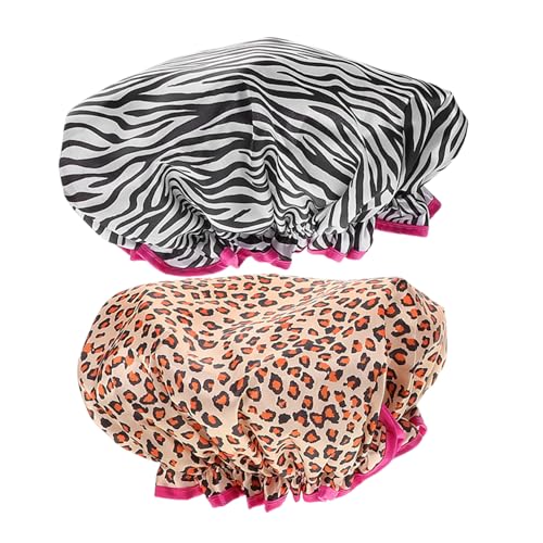 Healvian 2stücke Wasserdichte Wiederverwendbare Duschhauben Für Damen Elastische Duschhüte Bequeme Badehauben Duschhauben Für Haare Geeignet Für Lange Haare Und Zöpfe Praktisch Für von Healvian