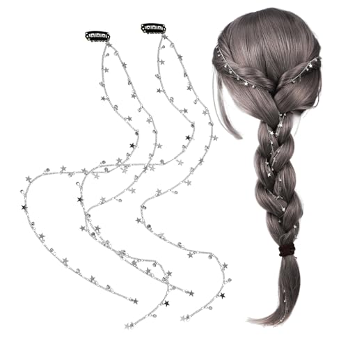 Healvian 2stücke Sterne Haar Ketten Clip in Flechten Ketten Quaste Haarschmuck Für Zöpfe Haarketten Für Frauen Haarzubehör Extensions von Healvian