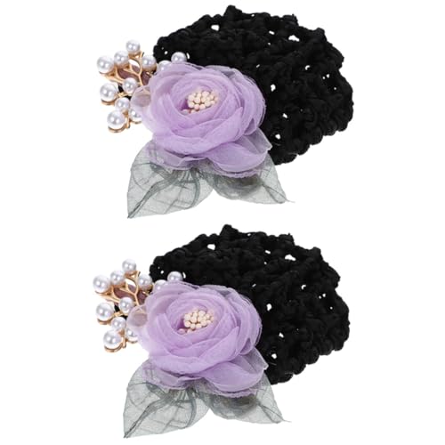 Healvian 2stücke Duttnetz Mit Haarspangen Für Dutts Duttklammern Aus Metall Und Kunststoff Haarnetz Zum Tanzen Haarabdeckung Für Frauen Duttabdeckung Mit Blumen-haarnetz von Healvian