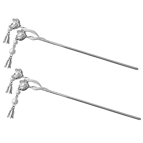 Healvian 2St Haarnadel Haarspangen für Damen chinesische Haarstäbchen Blumenhaarstab Haarknotenstäbchen haarschmuck haircharm Haarstab aus Metall Frauenhaarstock Perle Silver Healvian 2St Haarnadel Haarspangen für Damen chinesische Haarstäbchen Blumenhaarstab Haarknotenstäbchen haarschmuck haircharm Haarstab aus Metall Frauenhaarstock Perle Silver von Healvian