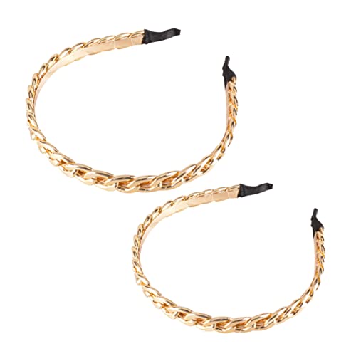 Healvian 2stücke Metall Stirnbänder Goldene Haarband Für Frauen Ketten-haarreifen Mode-stirnband Party-haarreifen von Healvian