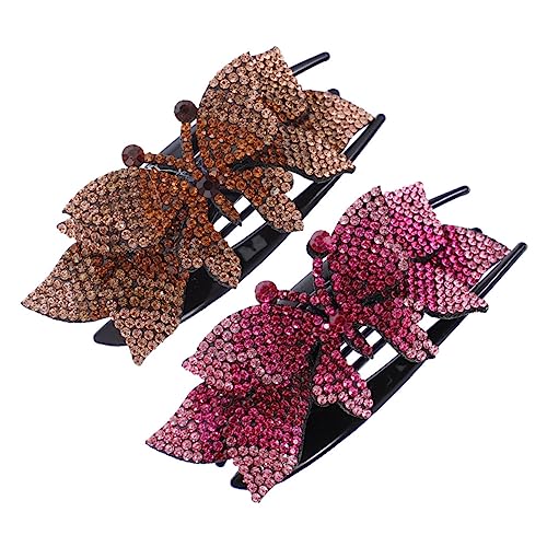 Healvian 2stücke Strass Entenschnabelspange Hinten Mit Strass Haarspange Für Frauen Haarschmuck Mit Entenschnabel Design Zum Reisen Und Einkaufen von Healvian