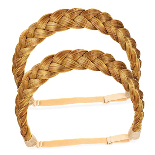 Healvian 2stücke Geflochtenes Stirnband Chunky Geflochtene Stirnband Elastische Haarteil Für Mädchen Grob Haarband Zopfstirnband Kopfschmuck Im Schlichten Stil von Healvian