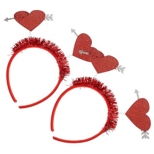 Healvian Valentinstag Stirnband Herz Haarreif 2 Stück Rot Glitter Pailletten Party Festival Kopfschmuck Hochzeit Karneval Kostümparty Haarband Zubehör für Damen Mädchen von Healvian