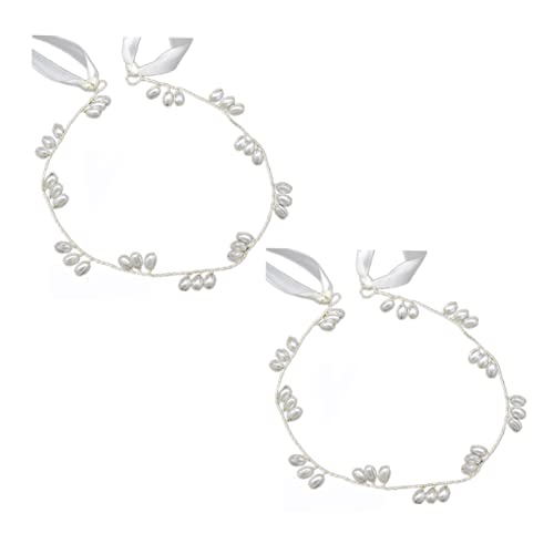 Healvian 2stücke Perlenkopfschmuck Mit Band Für Brautschmuck Hochzeit Perlenkopfschmuck Für Festzüge Brauthaar Zarte Kopfbedeckung von Healvian