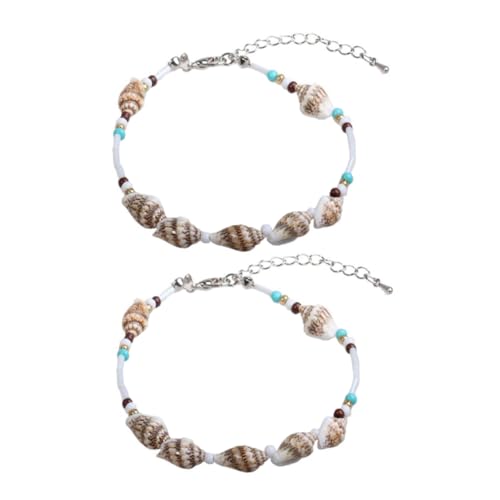 Healvian 2Stücke Bezaubernde Muschel Knöchelkette Fußanhänger Kette für Frauen Fußschmuck für Strand von Healvian