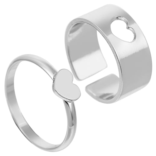 Healvian 2 Stücke Verlobungsringe Ringe Stilvolle Finger Ringe Kupfer Hochglanzpolierte Paarringe für Romantische Schmuck Langlebig und Dekorativ von Healvian