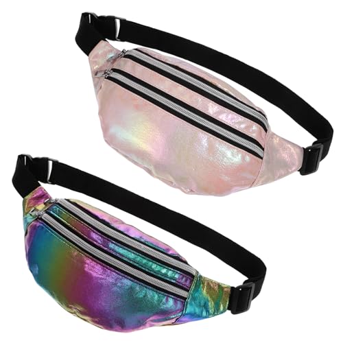Healvian 2Stücke Glänzende Fanny Packs Riementaschen für Damen Stilvolle Umhängetaschen Regenbogenfarben für Reisen Festivals Outdoor Aktivitäten Healvian 2Stücke Glänzende Fanny Packs Riementaschen für Damen Stilvolle Umhängetaschen Regenbogenfarben für Reisen Festivals Outdoor Aktivitäten von Healvian