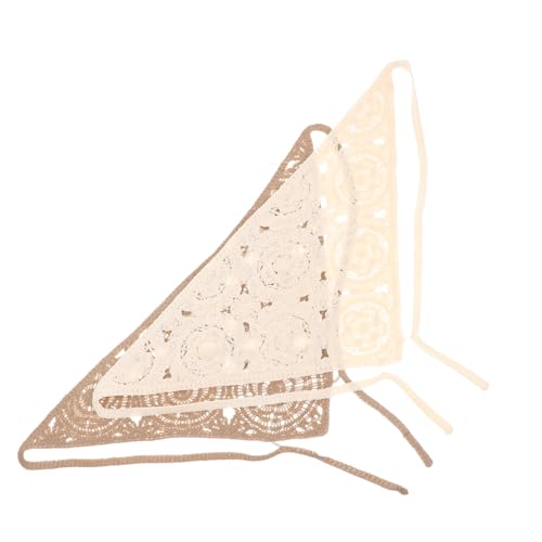 Healvian 2 Stück Bandana-Stirnband Stoff Haar-Accessoires Für Frauen Krawattenschals Häkel-Stirnband Schal Bandanas Turban Damen Wickeltuch Spitze Strick Feste Bänder von Healvian