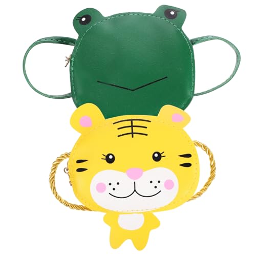 Healvian 2stücke Junge Mädchen Umhängetaschen Kawaii Cartoon Tiger Und Frosch Geldbeutel Für Mädchen Tierische Schultertaschen Pu- Für Kleinkinder Und von Healvian