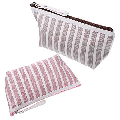 Healvian 2stücke Multifunktionaler Kosmetiktasche Mit Streifenmuster Reisetasche Für Damen Aufbewahrungstasche Für Kosmetika Und Reiseaccessoires von Healvian