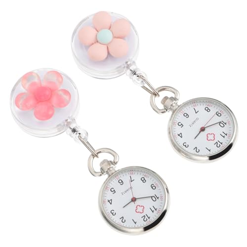 Healvian 2stücke Pack Krankenschwester Fob Uhr Einziehbare Taschenuhr Blumenmuster Quarzwerk Uhr Mit Clip Für Ärzte Und Pflegekräfte von Healvian