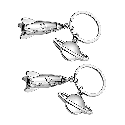Healvian 2Stücke Raketen und Planeten Schlüsselanhänger aus Zinklegierung Dekorative Weltraum Schlüsselringe für Taschen Autos und Geschenke von Healvian