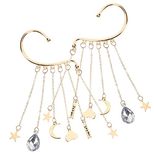 Healvian 2Stücke Stern Ohrclip Ohrringe Mit Quaste Dangle Design Für Damen Ohrenmanschetten Ohrringe von Healvian