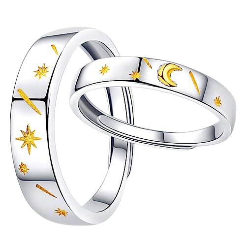 Healvian 2Stücke Verstellbare Romantische Fingerringe Mit Sternendesign Für Verlobung Besondere Anlässe Perfektes Für Valentinstag von Healvian