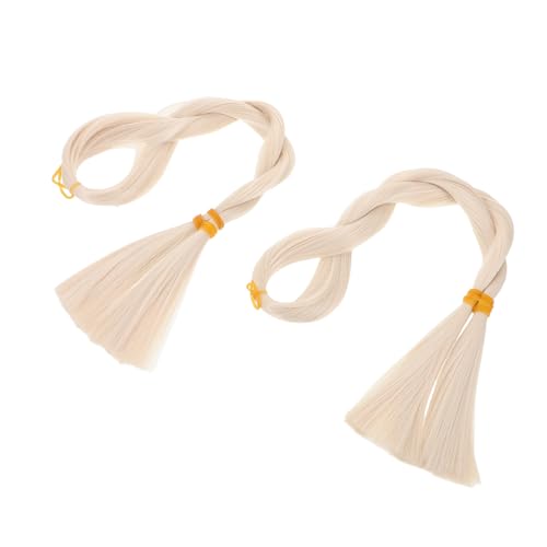 Healvian 2bunde Synthetische Haarteile Für Damen Langes Lockiges Haar Puppenperücke Mit Geflochtenem Haar Accessoires Für Puppen Einfach Zu Stylen Pflegen von Healvian