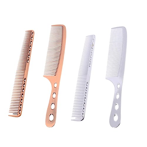 Healvian 2er-pack Friseurkamm-set Für Frauen Und Männer Entwirrer Und Scheitelkämme Aluminium Salon-haarschneidewerkzeug von Healvian