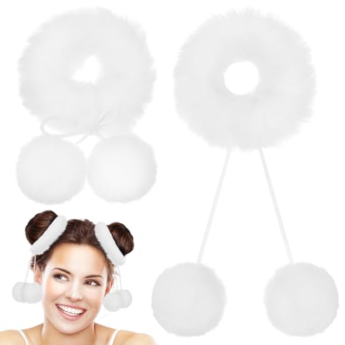 Healvian 2stücke Flauschige Haargummis Mit Bommeln Für Mädchen Elastische Haarbänder Aus Plüsch Süße Haaraccessoires Für Pferdeschwanz Und Dutt von Healvian
