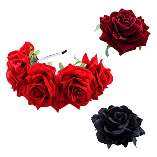 Healvian 1satz Romantisches Haarschmuck Die Rote Rosen Haarschleife Und Haarclip Für Braut Und Fotorequisiten Für Unvergessliche Erinnerungen von Healvian