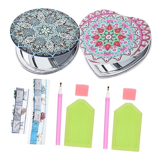 Healvian 2sätze Doppelseitiger Kosmetikspiegel Mit Rhinestone Blumen-design Tragbarer Klapp-make-up-spiegel Für Und Täglichen Gebrauch von Healvian