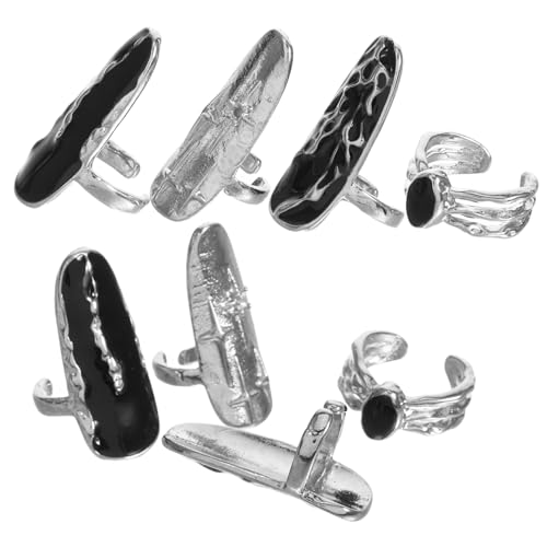 Healvian 2 Punk Schmuck Fingerspitzenringe Verstellbare Nagelringe Für Frauen Und Männer Unregelmäßige Nageldekoration 8 Stück Geeignet Für Party Und Cosplay von Healvian