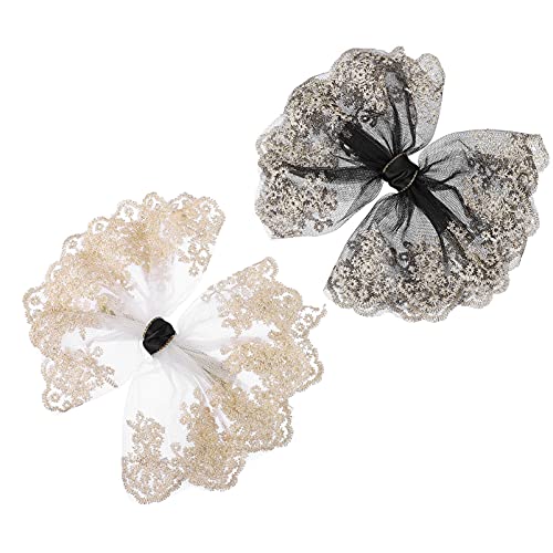 Healvian 2st Haarnadel Armbänder Schleierhochzeit Frauen Schleier Junggesellinnenabschied Brautschleier Zubehör Henne Tun Schleier Perlenschleier Große Bogenspange Braut- Black Spitze von Healvian