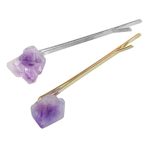 Healvian 2er-set Amethyst-kristallstein-haarspangen Stilvolle Haarspangen Für Frauen Haarschmuck Für Pferdeschwänze Lockiges Haar von Healvian