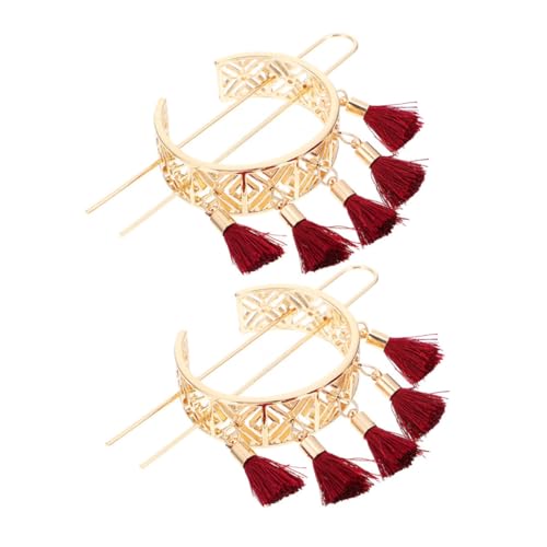 Healvian 2stücke Blumenkopf Haarnadeln Mit Quasten Damen Haarschmuck Haarstäbchen Für Mädchen Haarnadeln Für Hochzeit Party Und Täglichen Gebrauch von Healvian