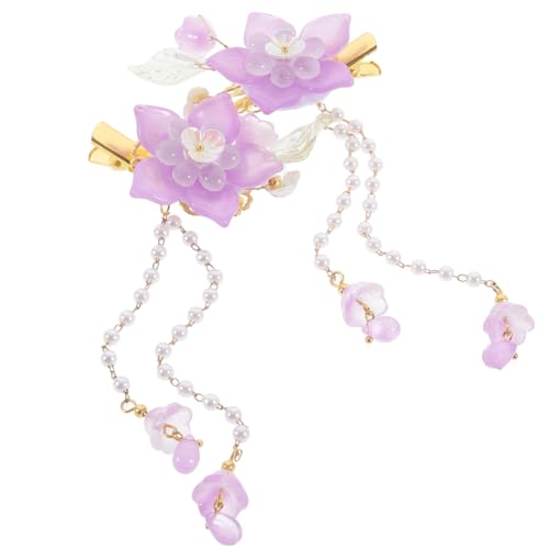 Healvian 2stücke Haarschmuck Blume Mit Perlen Für Mädchen Haarnadeln Mit Quaste Verziert Für Hochzeit Und Party von Healvian