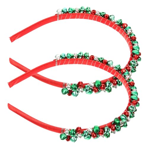 Healvian 2st Weihnachtskostüm Zubehör Goldener Glitzer Weihnachtsglocken-haarband Goldstirnband Glitzerndes Stirnband Gesichtskette Stirnbänder Für Mädchen Mond-stirnband Rot Eiserne Glocke von Healvian