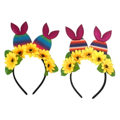 Healvian 2stücke Ostereier Haarband Mit Hasenohren Und Sonnenblumen Lustige Und Kreative Kopfbedeckung Für Partys Cosplay Und Festlichkeiten Leicht Und Langlebig von Healvian