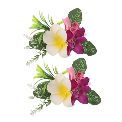 Healvian 2stücke Blumenhaarspangen Hawaii-blumenhaarspangen Plumeria-clip Stoffblumenhaar Haarschmuck Für Damen Clip-design Für Hawaii-partys Strand Und Traditionelle Outfits von Healvian