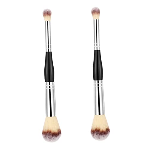 Healvian 2stücke Doppelköpfiger Puder Rougepinsel Frauen Mit Weichem Pinselkopf Für Lose Puder Blush Highlighter Tragbarer Make-up Pinsel Für Unterwegs Im Pvc-beutel von Healvian