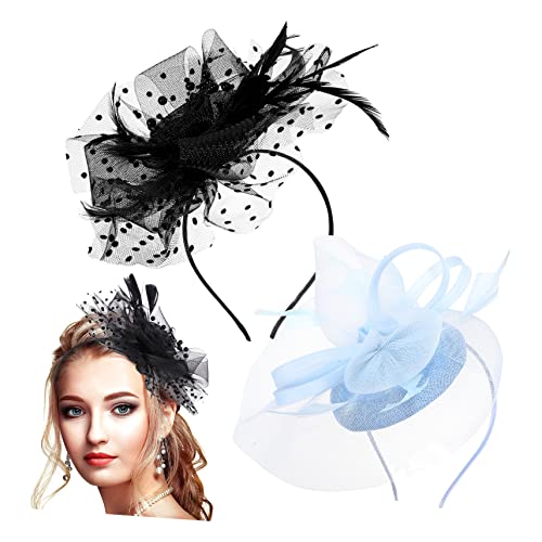 Healvian 2stücke Fascinator Hüte Für Damen Stirnband Mesh Blume Haar Clip Headwear Haar Zubehör Für Party Hochzeit Anlässe von Healvian