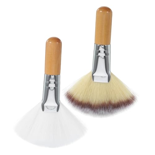 Healvian 2stücke Gesichts-make-up-pinsel Fächerpinsel Für Losen Puder Rougepinsel Und Highlighter-pinsel Für Foundation Und Fixierpuder Geeignet Für Frauen Und Mädchen von Healvian