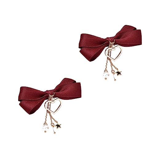 Healvian 2stücke Haarschleifen Haarspangen Mit Quasten Robuste Clips Für Geburtstagsfeiern Weihnachten Neujahr Elegante Haarschmuck Für Damen Und Mädchen Weinrot von Healvian