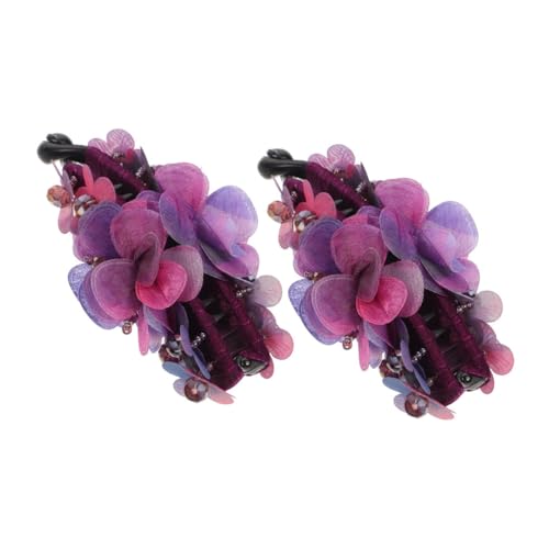 Healvian 2stücke Haarspange Banane Blumen Für Damen Stoff Haarschmuck Pferdeschwanzhalter Clip Accessoire Für Zöpfe Hochsteckfrisuren von Healvian